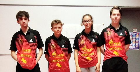 Équipe 3 FFTT avec Antony, Thibault, Héloïse et Lucas