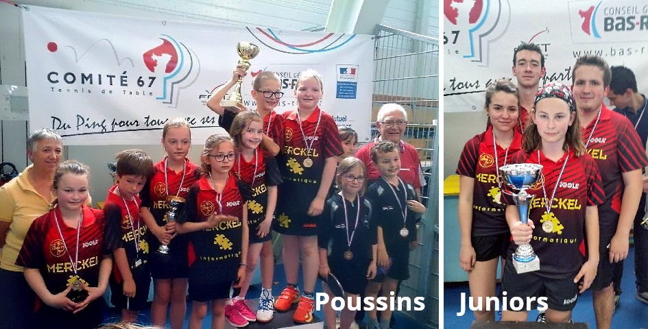 Podiums équipes jeunes avec 2 équipes championnes de Bas-Rhin