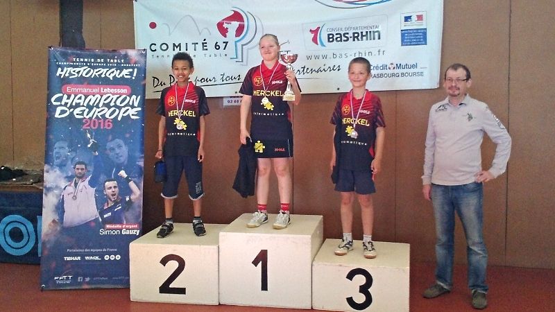 Top Jeunes 2017 du CD67TT : Podium Benjamins