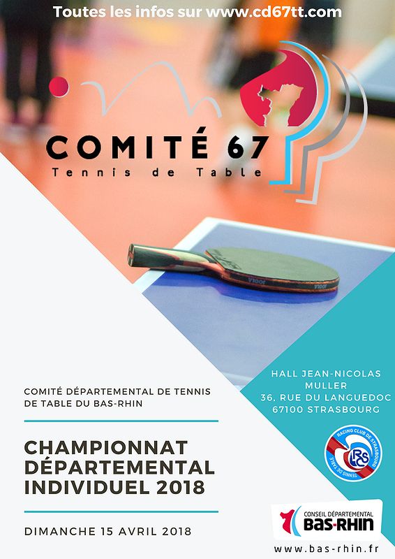 Affiche championnats départementaux du CD67TT 2018