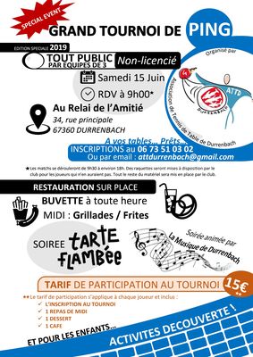 Affiche Tournoi ATT Durrenbach 2019