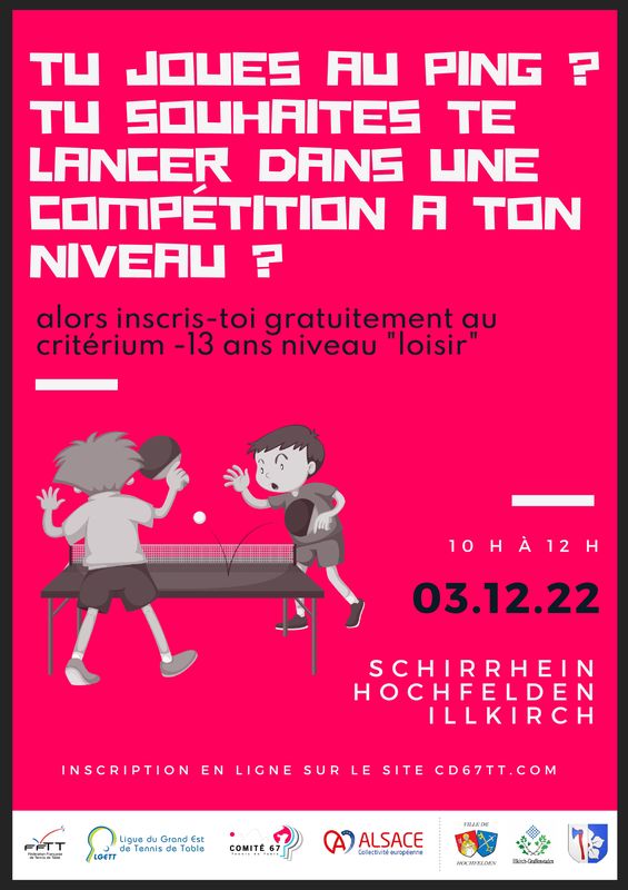 CD67TT - Affiche - Critérium -13 ans - Niveau loisirs Tour 2