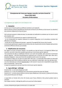 Circulaire du championnat par équipes 2022-2023