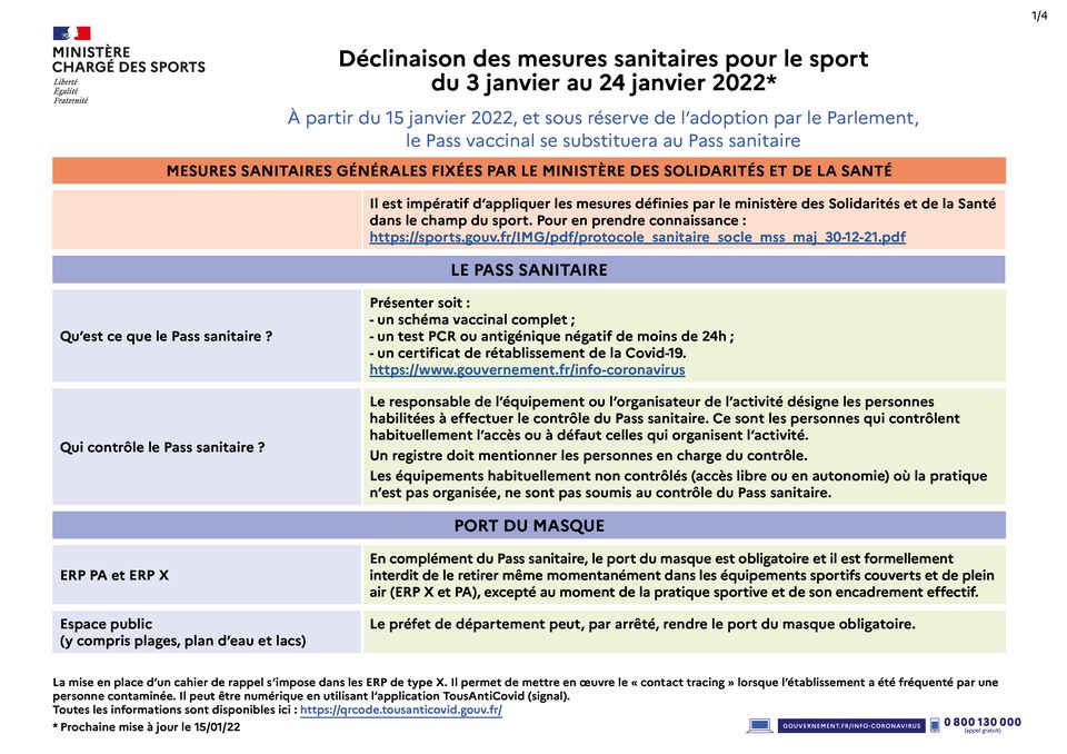 décisions sanitaires sport 03 01 2022 - page 1