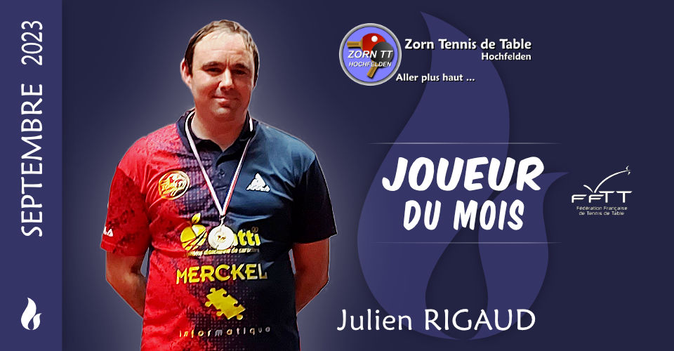 Septembre 2023 : Joueur du Mois : Julien RIGAUD