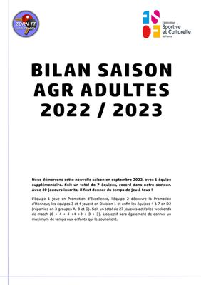 Photo de couverture du document "Bilan Saison Agr Adultes 2022/2023"
