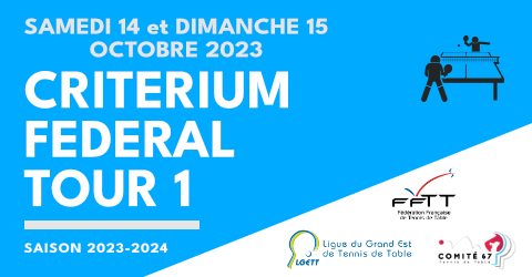 FFTT - Critérium Fédéral 2023/2024 Tour 1