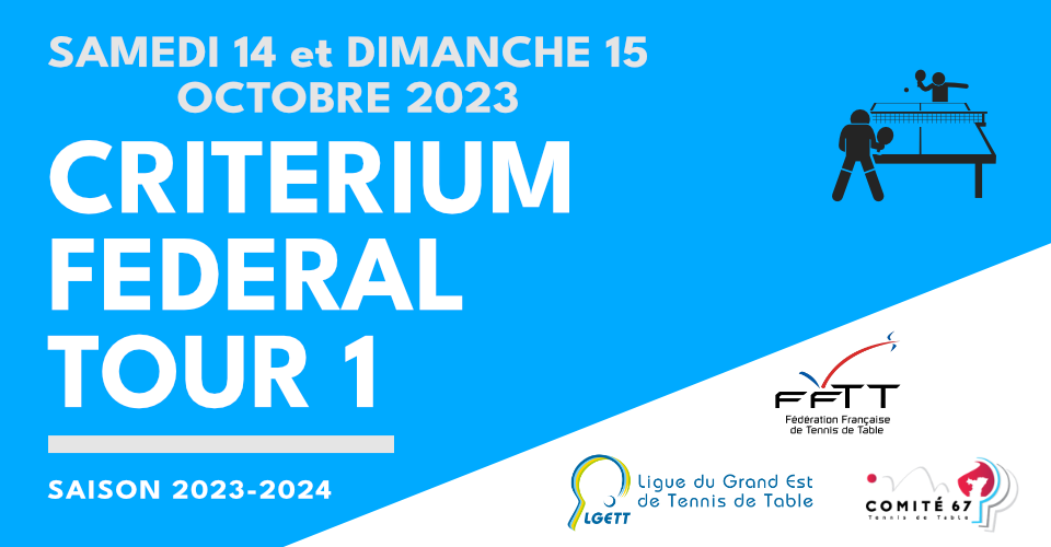 FFTT - Critérium Fédéral 2023/2024 Tour 1