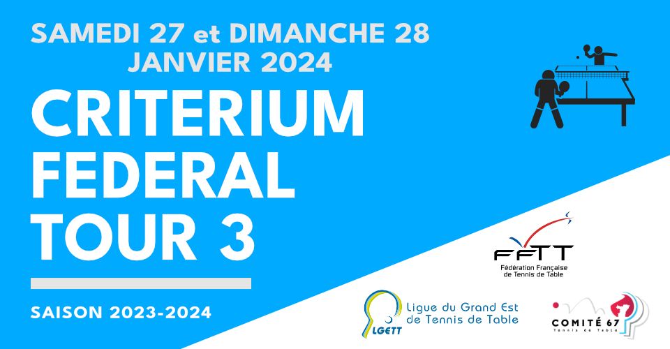 FFTT - Critérium Fédéral 2023/2024 Tour 3