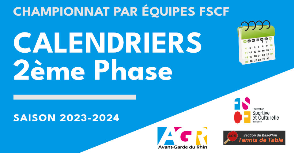 FSCF - Championnat par équipes - Calendriers Ph2 2023-2024