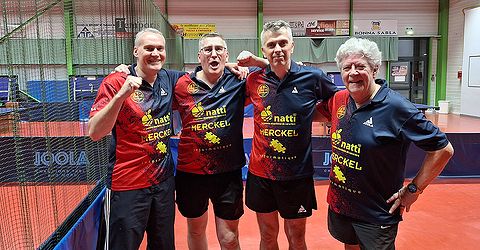 Équipe 3 FFTT avec Christophe, Olivier R., Olivier H. et Christian