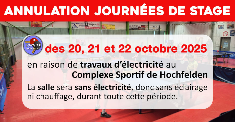 ANNULATION Journées de STAGE des 20, 21 et 22 octobre 2025