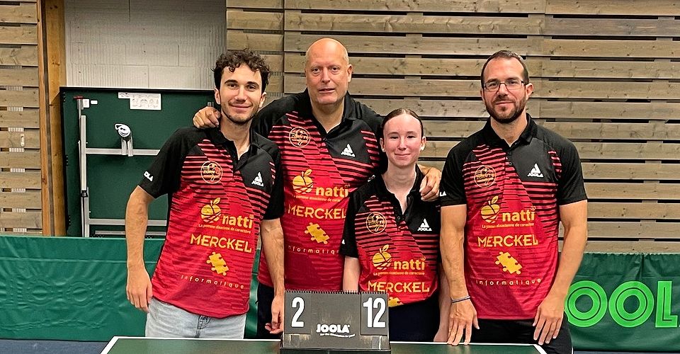 Équipe 2 FFTT avec Jules, Christophe, Eva et Loïg