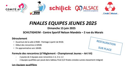 FFTT - Finales Championnat dépt. équipes jeunes 2024/2025 : Convocation