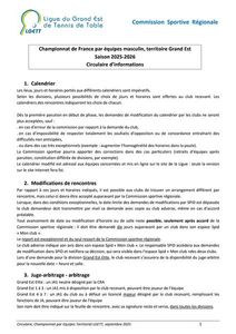 Circulaire du championnat par équipes 2025-2026
