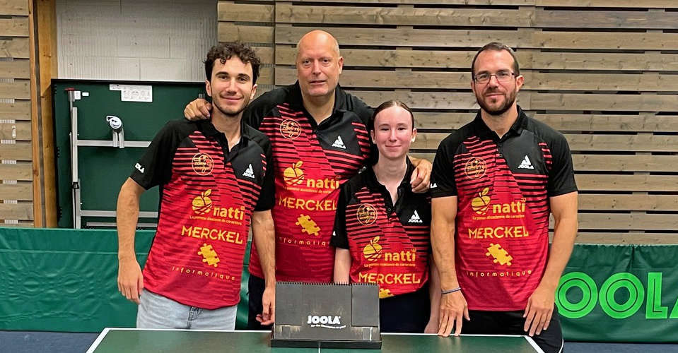 Équipe 2 FFTT avec Jules, Christophe, Eva et Loïg