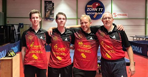 Équipe 1 FFTT avec Eliott, Paul, Justin et Christian