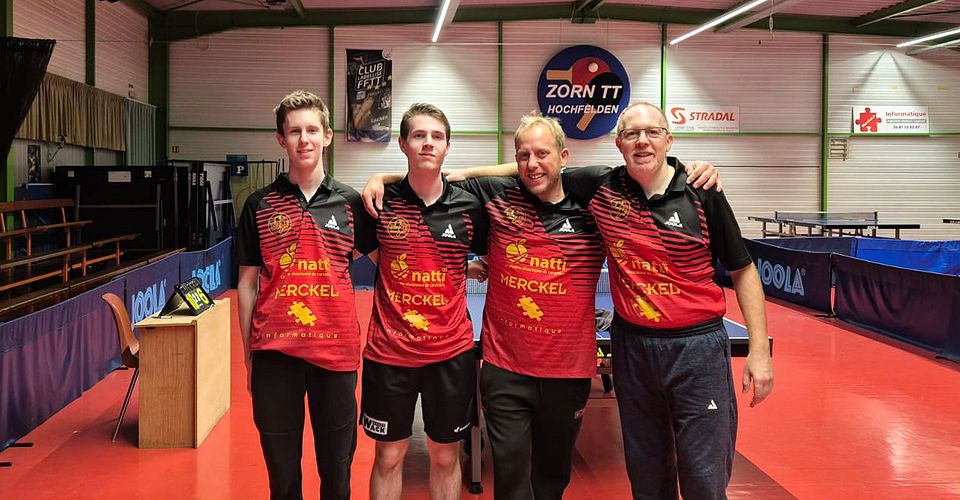 Équipe 1 FFTT avec Eliott, Paul, Justin et Christian