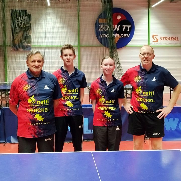 L'équipe 3 FFTT avec Patrick, Eliott, Eva et Christian