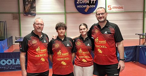 Équipe 4 FFTT avec Thierry, James, Sophie et Manu