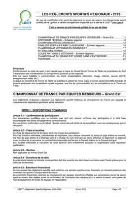 Règlement sportifs régionaux 2025-2026