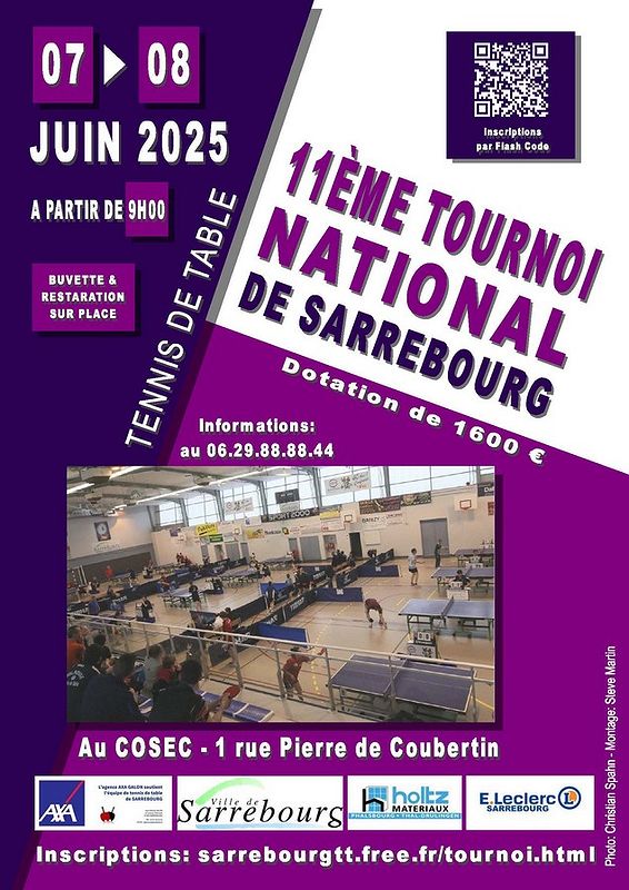 Affiche Tournoi Sarrebourg Tennis de Table 2025