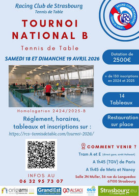 Tournoi FFTT national B du Racing Club de Strasbourg