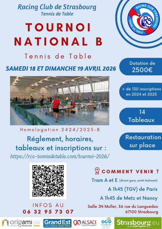 Tournoi FFTT national B du Racing Club de Strasbourg