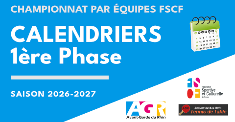 FSCF - Championnat par équipes - Calendriers Ph1 2026-2027