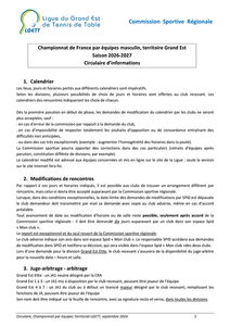 Circulaire du championnat par équipes 2026-2027