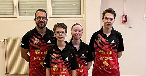 Équipe 2 FFTT avec Loïg, Baptiste, Eva et Lucas