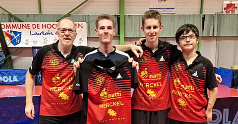 Équipe 1 FFTT avec Christian, Paul, Eliott et Kevin