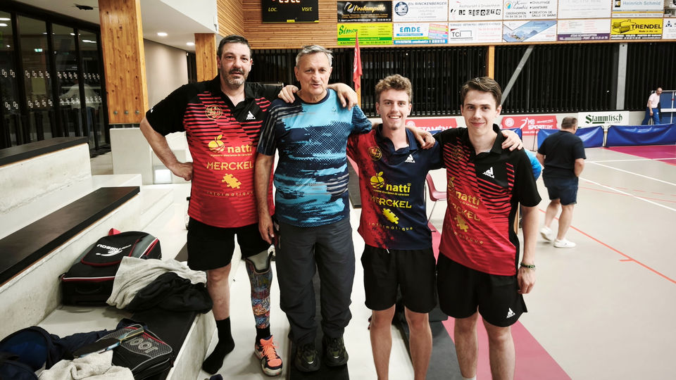 Équipe 3 FFTT avec Bruno, Patrick, Titouan et Lucas