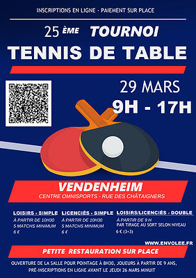 25ème Tournoi de Tennis de Table de Vendenheim