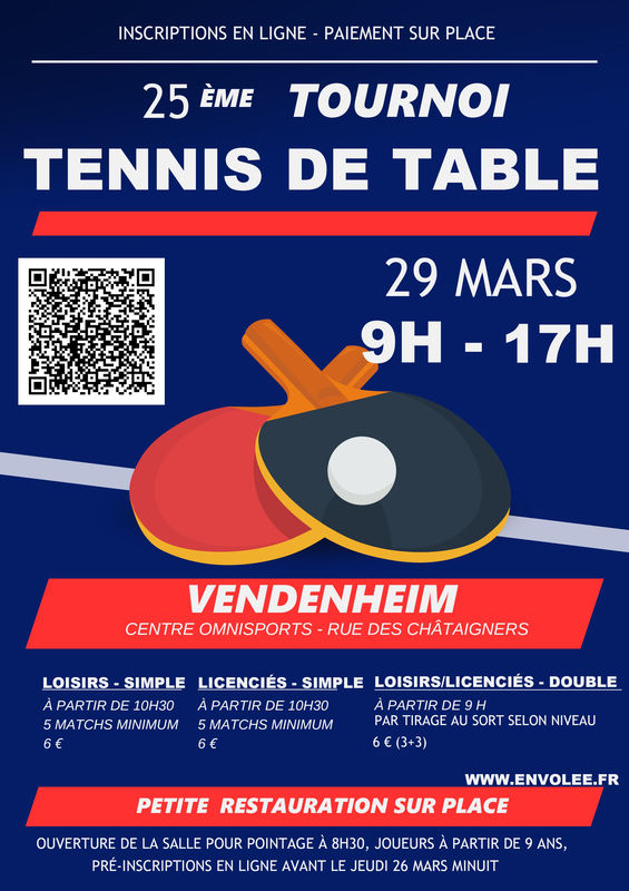 25ème Tournoi de Tennis de Table de Vendenheim